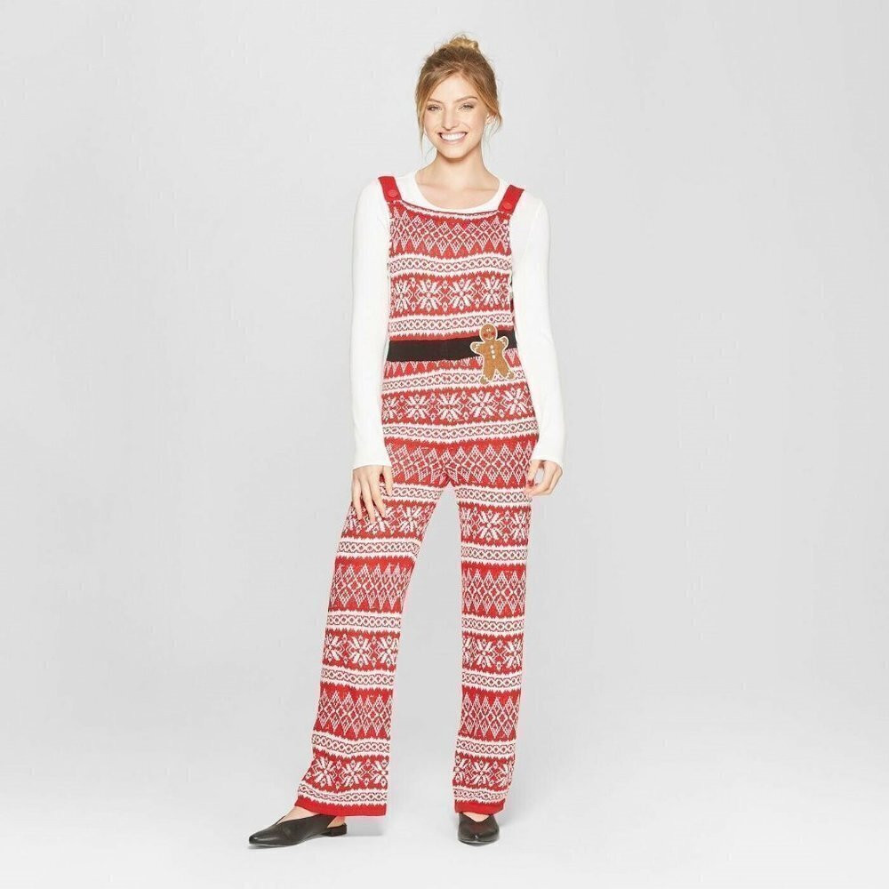 Born Famous Gingerbread Knitted Holiday Jumpsuit Size M NWT